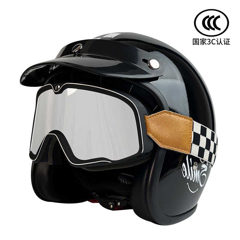 四季复古头盔巡航3/4半盔踏板骑行摩托车复古半盔电动骑行安全帽