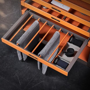 皮革衣帽间收纳抽屉式柜内西裤架家用衣柜内抽拉式拉篮百宝格衣橱