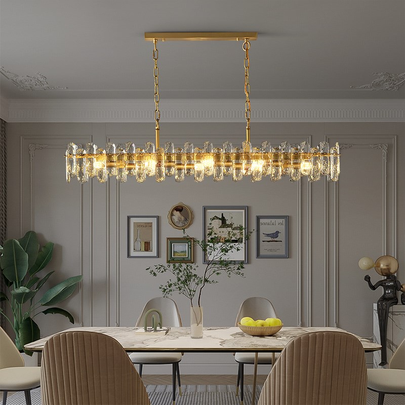 全铜餐厅轻奢吊灯现代岛台高级餐饮店软装水晶灯蛋U糕店装饰前台