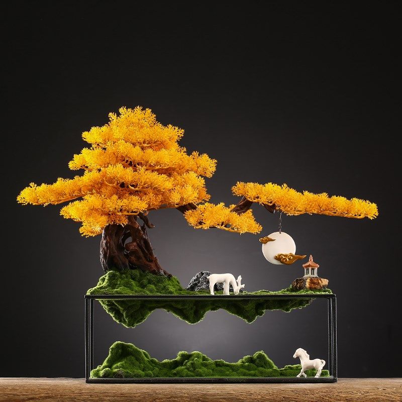 迎客松仿真植物盆景室内绿植盆栽假树办公室桌面玄关客厅装饰摆件,家居饰品,装饰摆件,淘宝优惠券,粉丝福利购,淘宝优惠卷