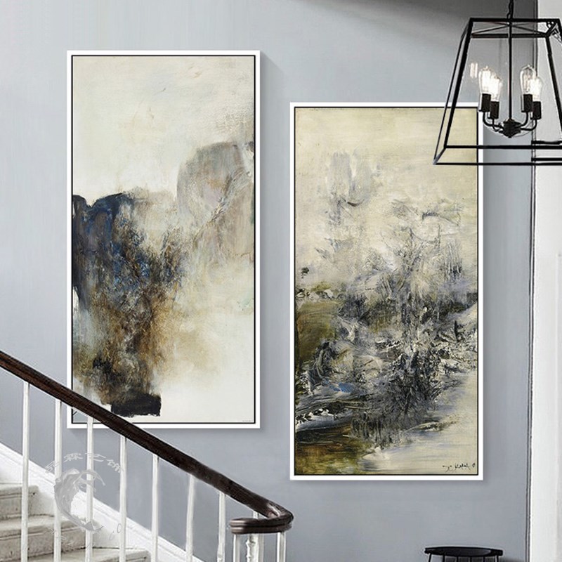 新款百搭抽象油画客厅卧室书房餐厅F玄关过道挂画酒店赵无极壁画