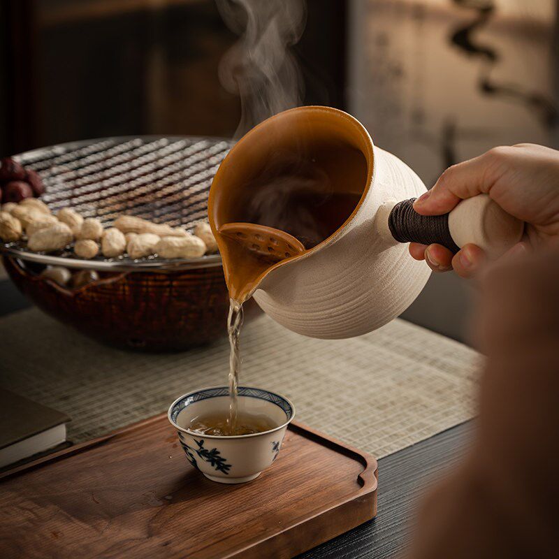 围炉煮茶烤奶罐古法煮茶壶云南土陶罐罐奶茶陶壶可干烧茶壶电陶炉