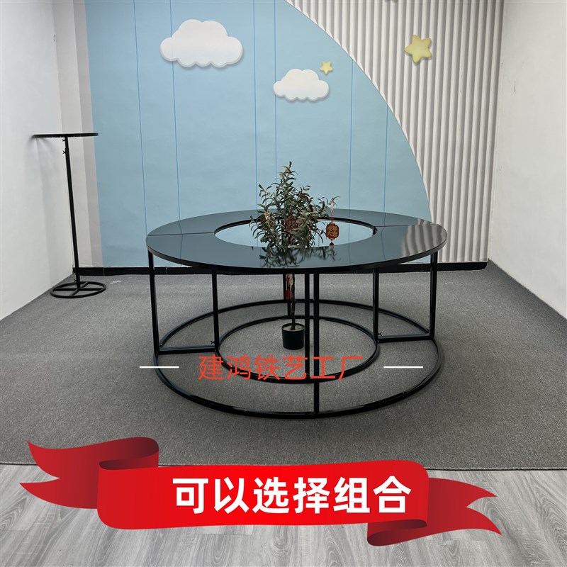 新款婚庆道具S形圆形铁艺甜品台组合婚礼甜品桌花器场地布置道具