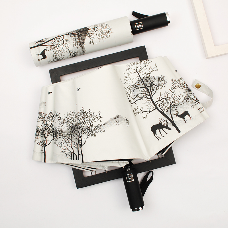 雨伞全自动古风男女晴雨两用折叠大号防晒防紫外线遮W阳太阳伞定