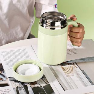 极磁化杯带盖子子养生保健预防结石大容量陶瓷碱性水杯不锈钢保温