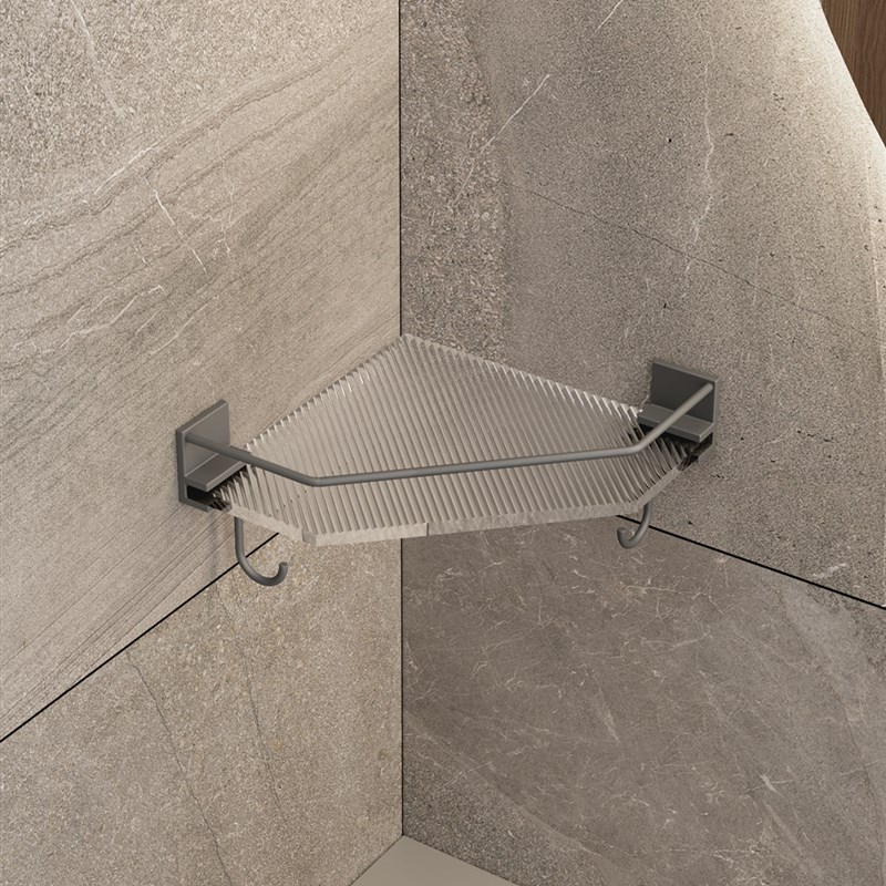 免打孔卫生间浴室三角置物架银色壁挂F厕所洗澡间U亚克力双层收纳