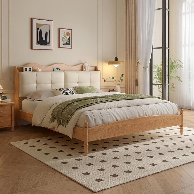 木月全实木床现代简约1.8米北欧原木复古风双人床主卧1.5米架子床