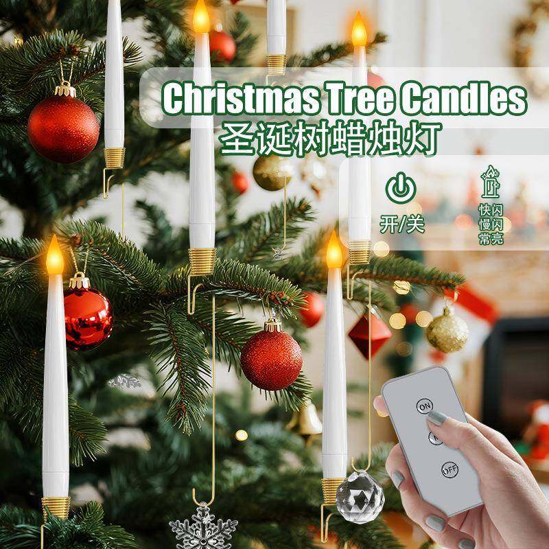 新款2025圣诞蜡烛灯仿真火焰装饰蜡烛圣诞树氛围灯定时电子蜡烛灯