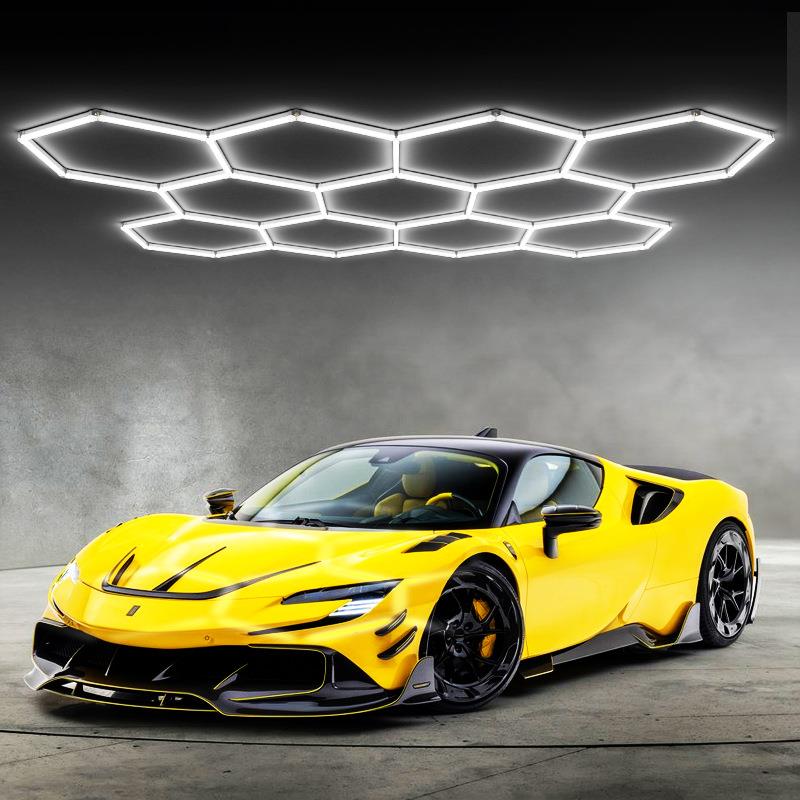 洗车灯汽美工位灯餐厅吊灯RGB炫彩台球厅造型灯氛围LED调光蜂窝灯