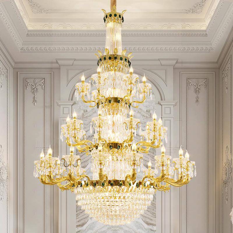 欧式轻奢水晶吊灯客厅灯法式餐厅卧室水晶灯新款别墅复式楼大厅灯