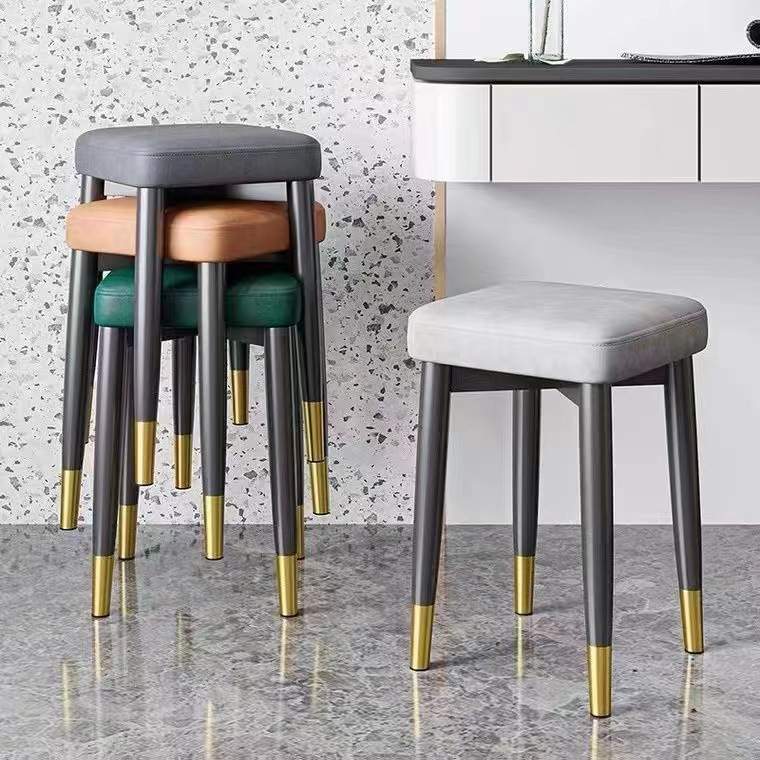 家用轻奢凳子可叠放方凳时尚板凳客厅化妆凳网红椅子现代简约餐椅