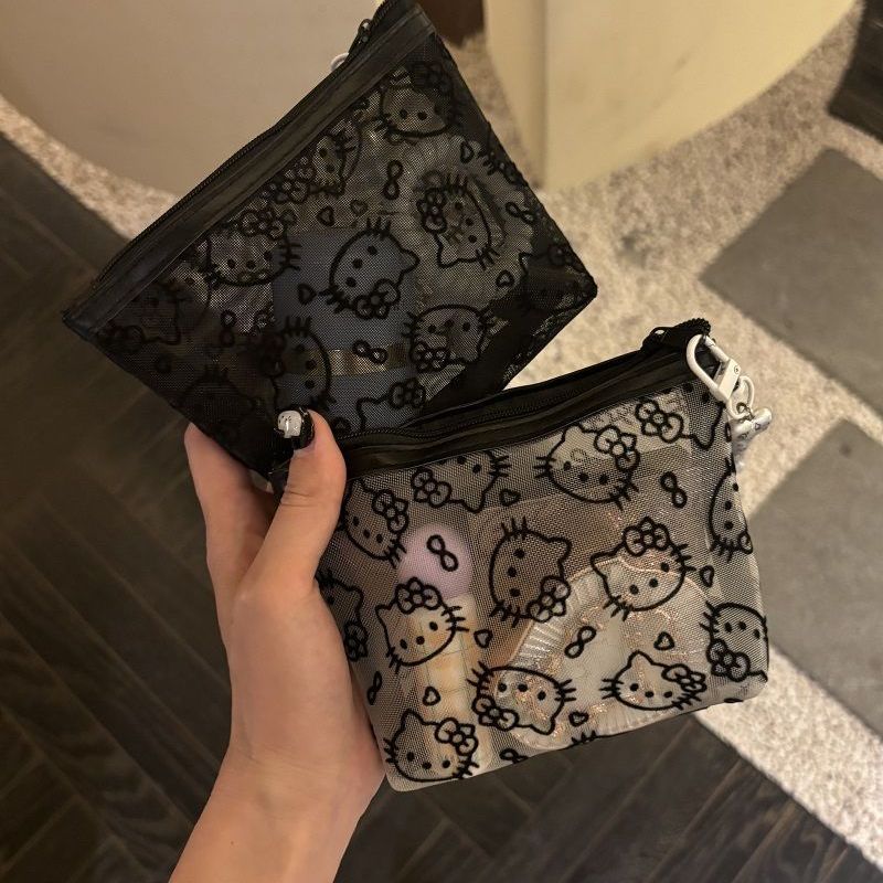 可爱KT猫透明网纱小化妆包