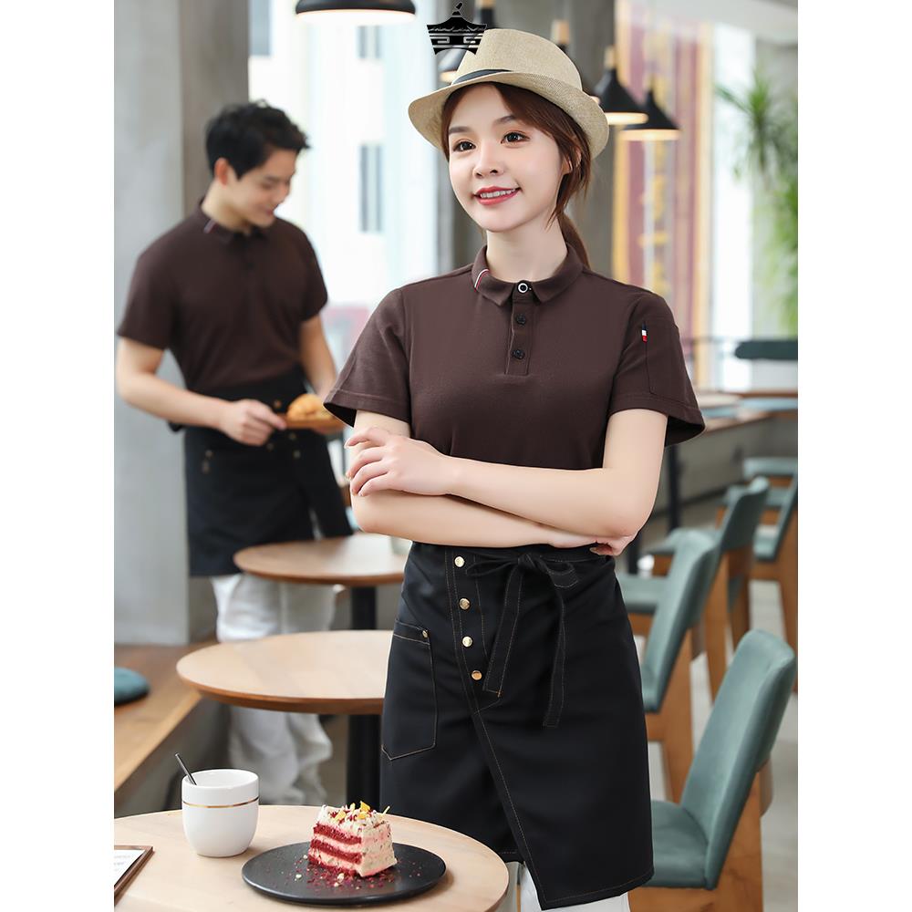 餐饮饭店服务员工作服短袖女火锅快餐奶茶店工装t恤超市定制夏装