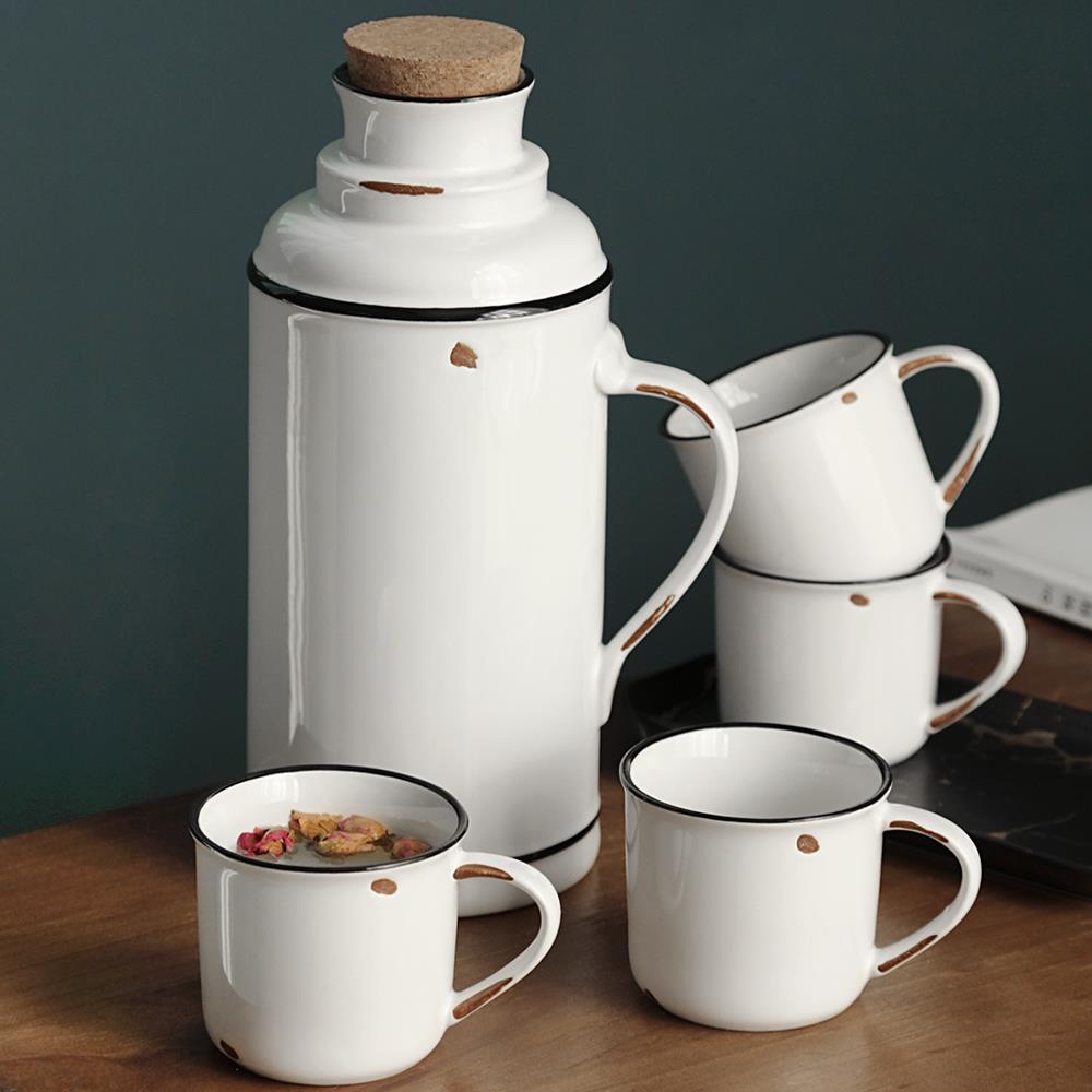 滋本家彷搪瓷水壶水杯怀旧陶瓷马克杯冷水壶家用装水大容量冷水壶