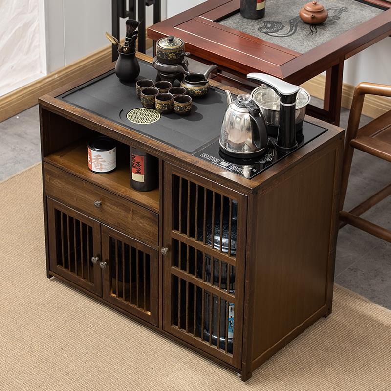 新中式家用移动茶桌客厅小茶台实木泡茶几茶车茶柜烧水壶一体套装