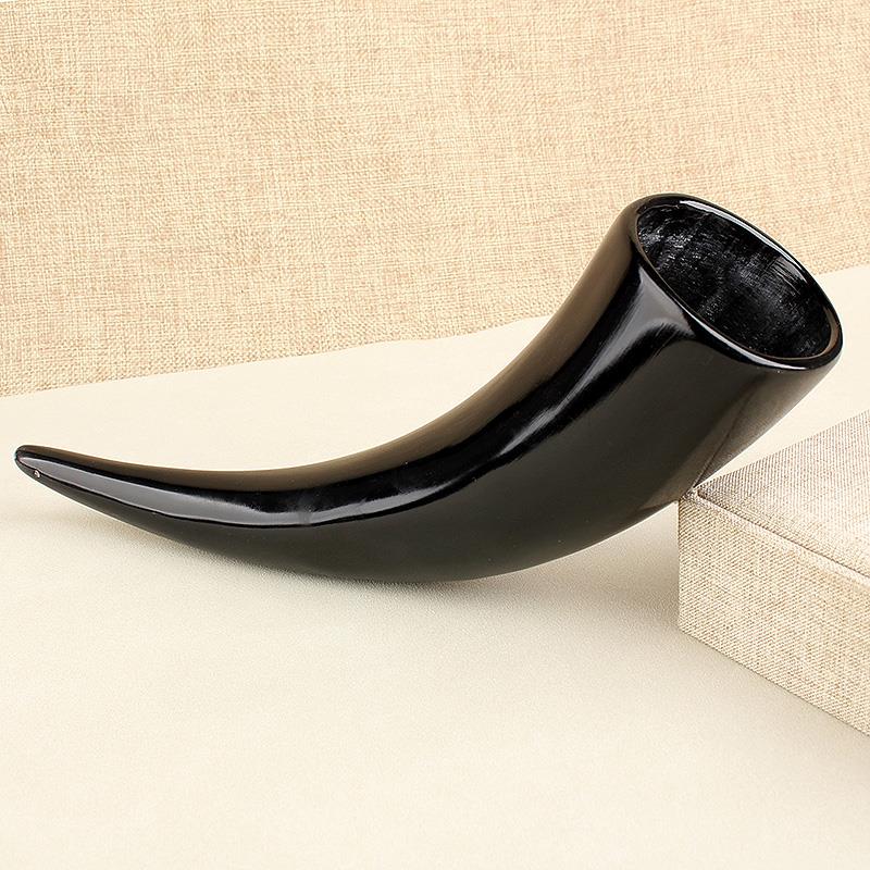 苗族敬酒杯蜜酒角杯带把手牛角酒杯异形手工筒茶水杯民族摆件拔罐