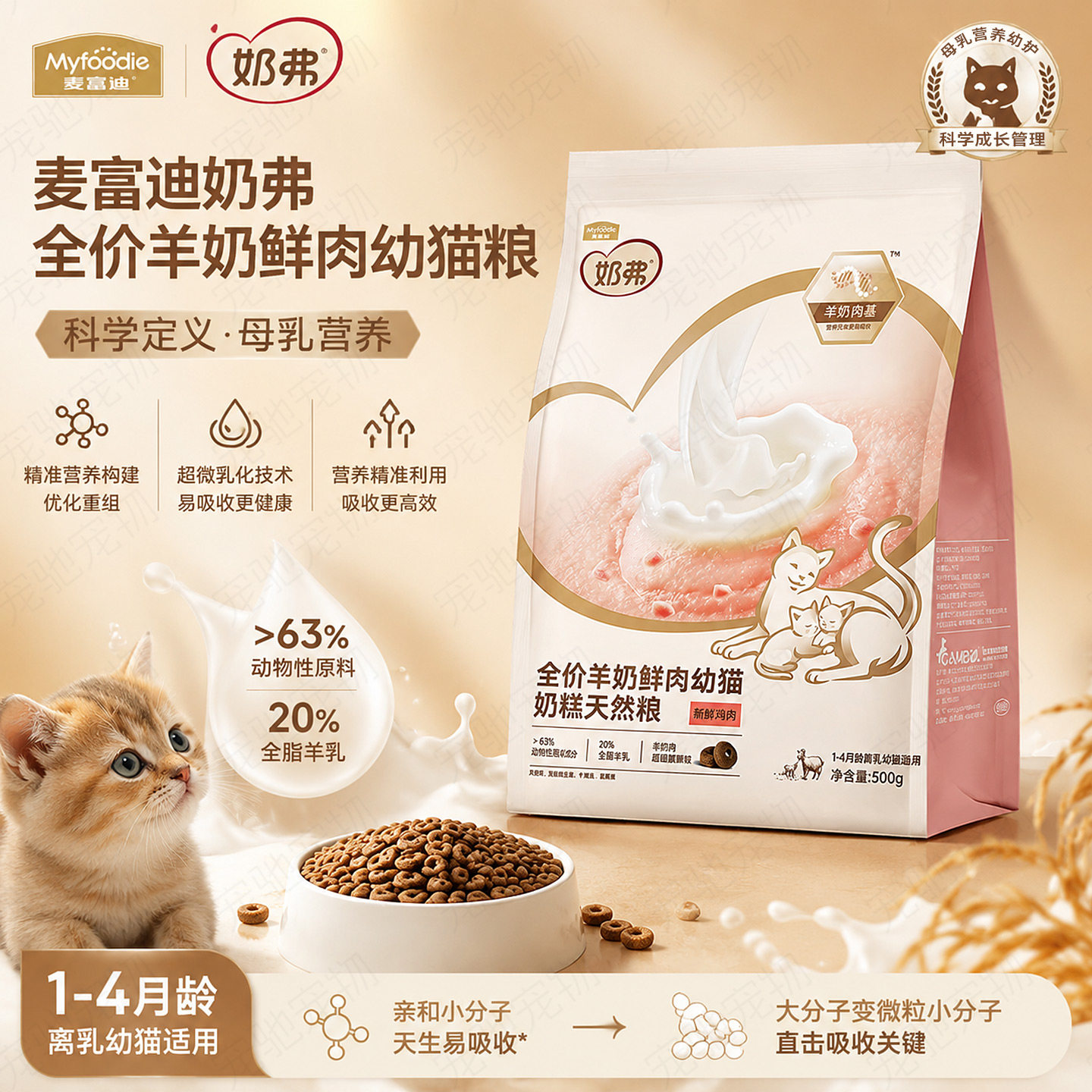 新品丨麦富迪奶弗奶糕天然粮羊奶鲜肉营养幼猫粮1-4月猫咪专用图片