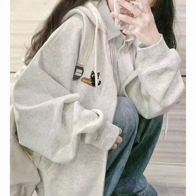 简约卫衣外套男女2025年新款秋季装连帽开衫外搭春秋款宽松上衣潮