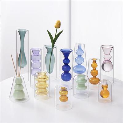 适用Nordic Home Decor Glass Vase Living Room Decoration Flow