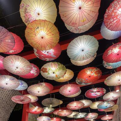 适配中国风油纸伞户外装饰吊顶伞防雨防晒绸布伞可加伞灯复古舞蹈