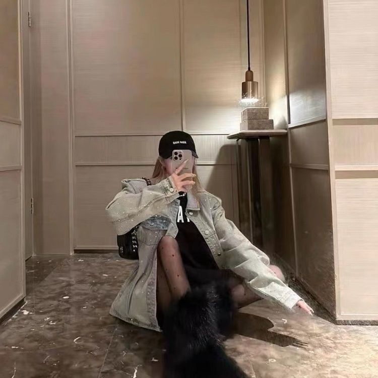 重工烫钻牛仔外套男女同