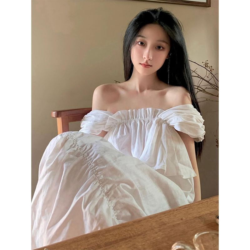 高端精致超好看白色褶皱