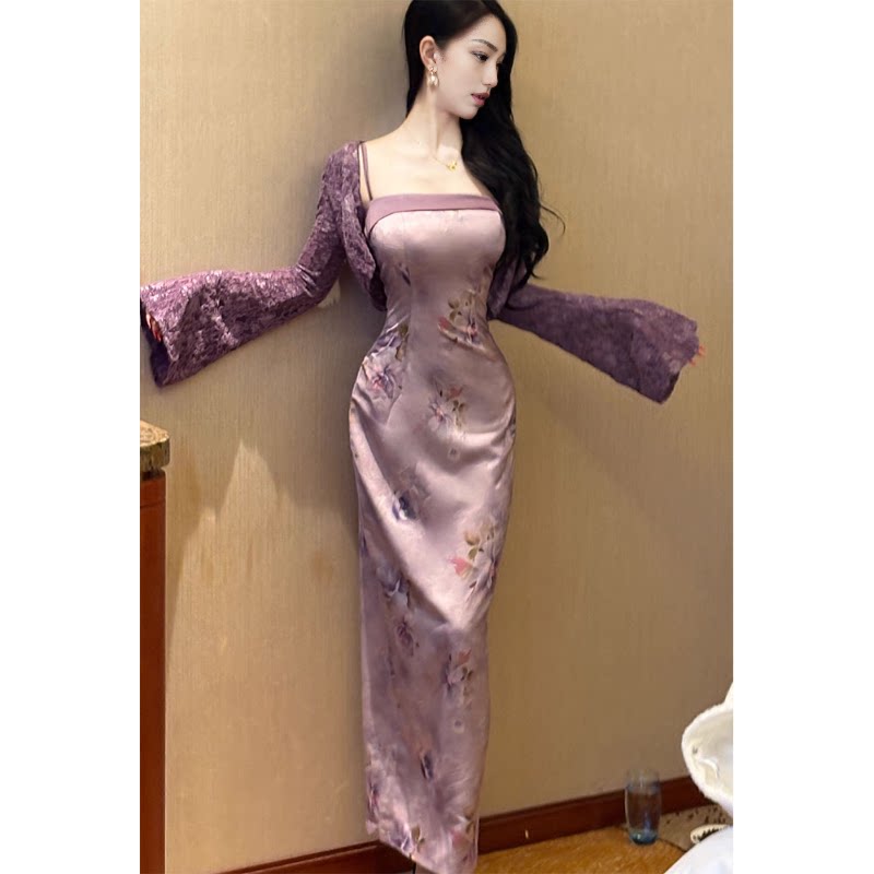新中式国风缎面提花翻领