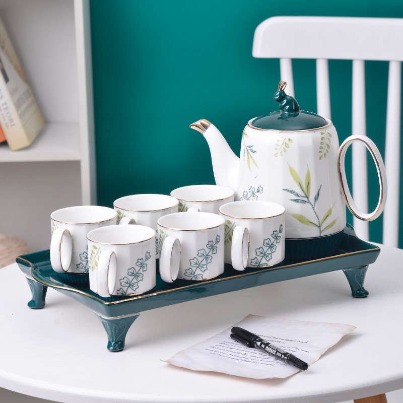 欧式轻奢水具g茶具套装 家用 客厅茶杯水杯子茶壶杯具水壶陶瓷托