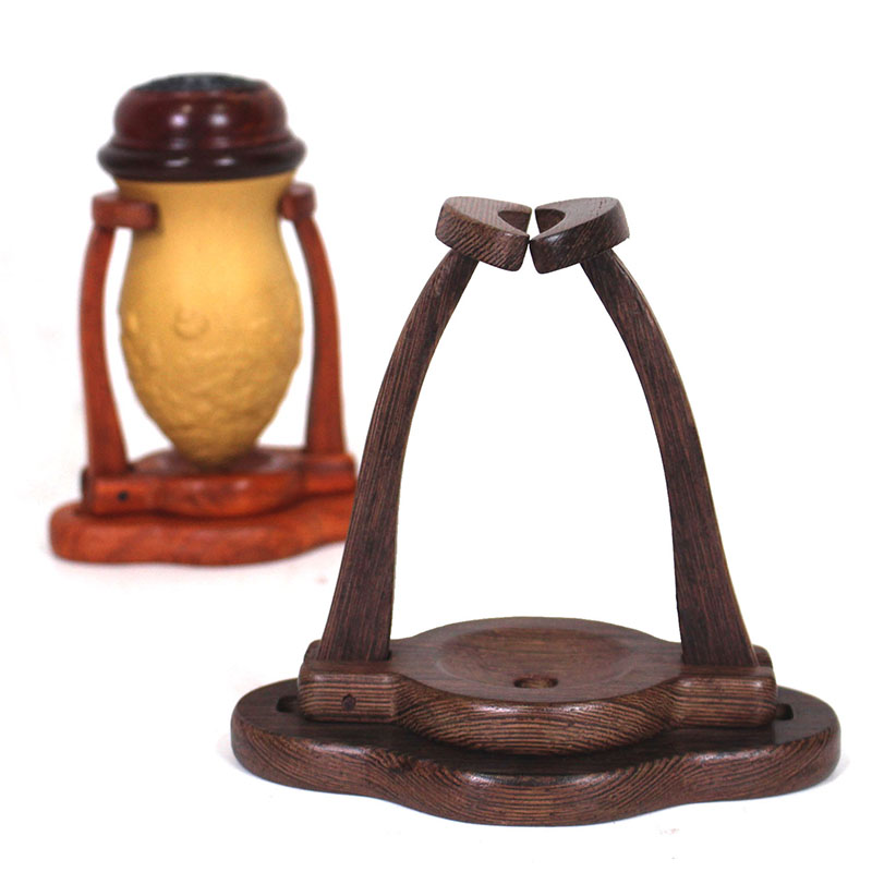 鸡翅木水晶球蝈蝈罐底座支v架鸡心葫芦棒子实木托架葫芦底托三脚
