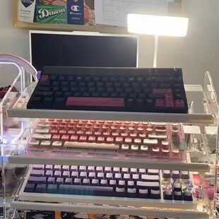 斜桌上型电脑械键盘展示架子压克力收纳层架多J层收藏展示柜桌面