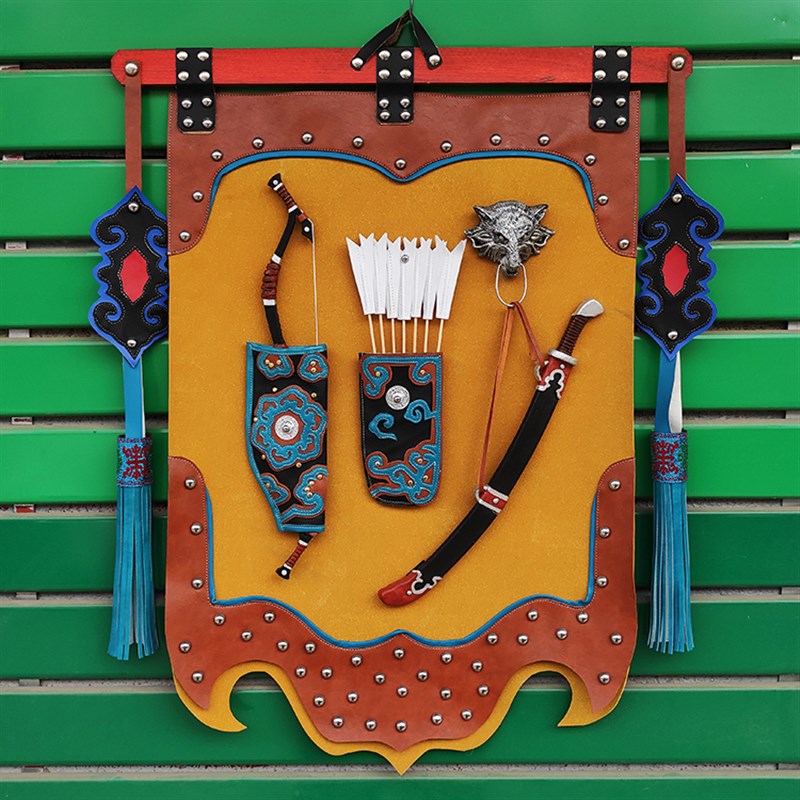 蒙古族装饰画挂画民族风皮画蒙餐饭店墙面壁画Q蒙元素内蒙古工艺图片