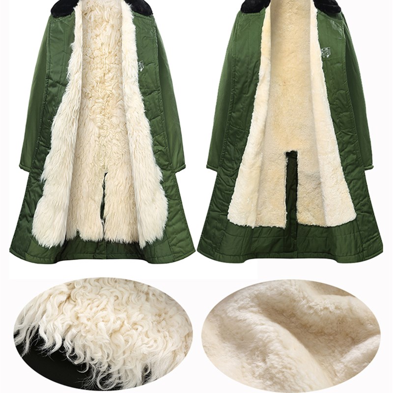 羊皮军棉大衣男女皮毛一体冬季长款防寒老式东北加厚羊Y皮毛大棉