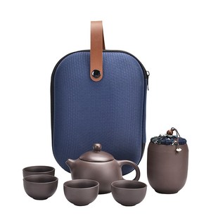 便携功夫茶具茶杯一壶四R杯节日房地产礼品 紫砂壶旅行茶具套装