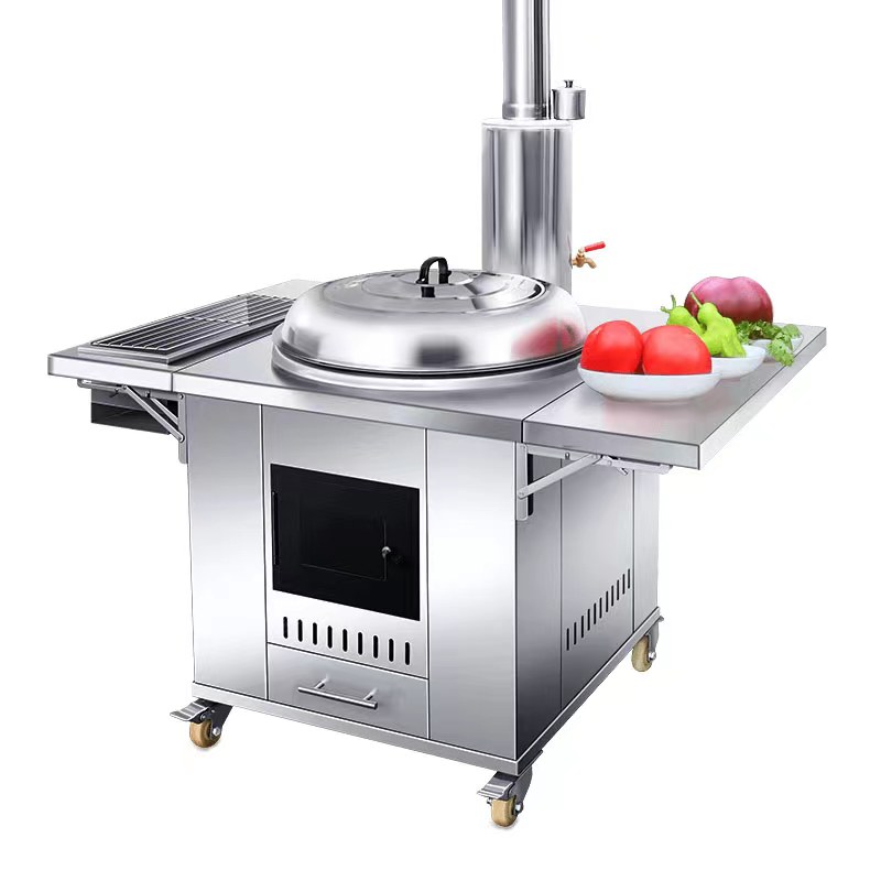 不锈钢柴火灶农村家用移动烧木柴土材灶炉新型无烟T地铁锅炖大锅