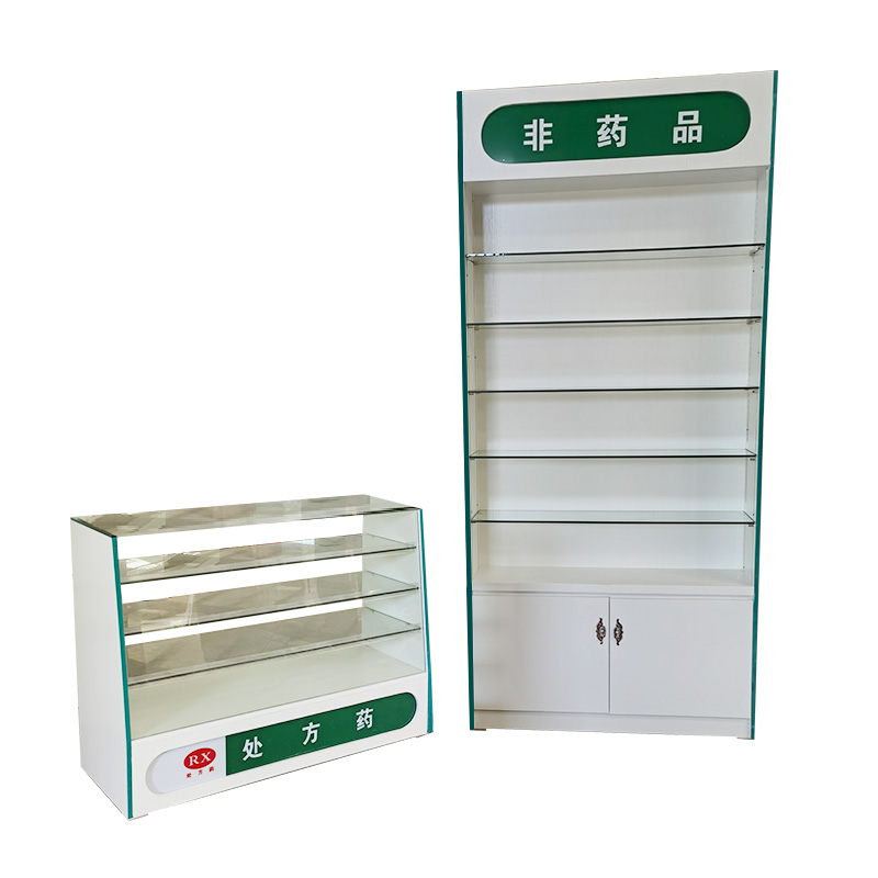 九实药店货架西药柜药品柜台诊A所处方柜玻璃柜药房柜台药柜展示