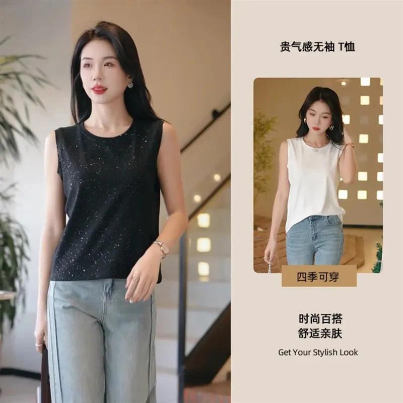 熹绮高端女装大码背心吊带内搭洋气时n尚星a空亮片显瘦高级感宽松