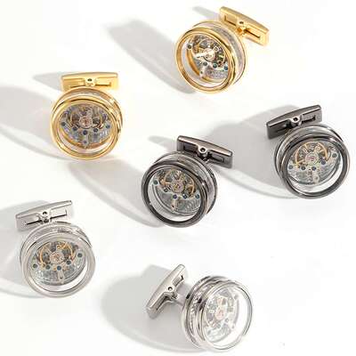 高档机芯袖扣高级感男女西装衬衫袖钉男式cufflink饰品法式袖扣