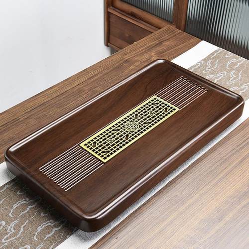 0整块竹子茶盘茶台套装一体黑檀木纹家用茶盆实木茶具托盘竹制茶