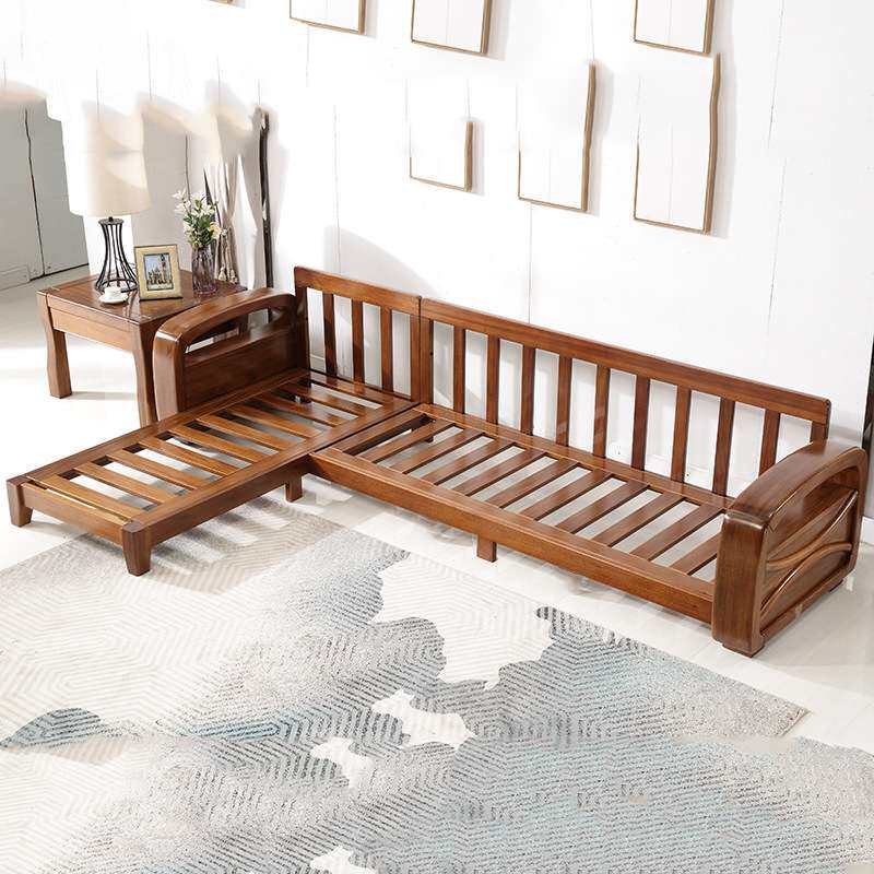 金丝胡桃木实木沙发组合加厚简约新中式客厅家具布艺木质沙发厂家