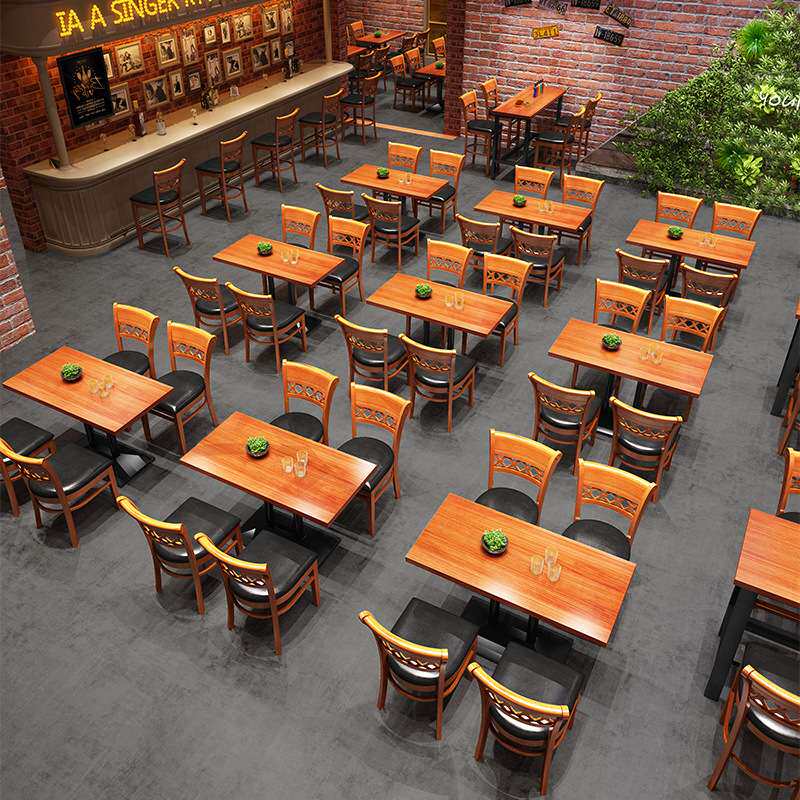 中式实木休闲椅美式现代简约餐椅酒店餐厅家具复古实木椅子靠背椅