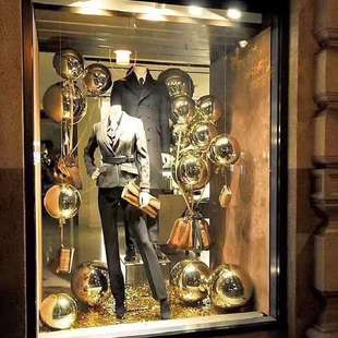 橱窗电镀气球吊挂装饰道具 橱窗玻璃钢电镀金色气球陈列室内造型