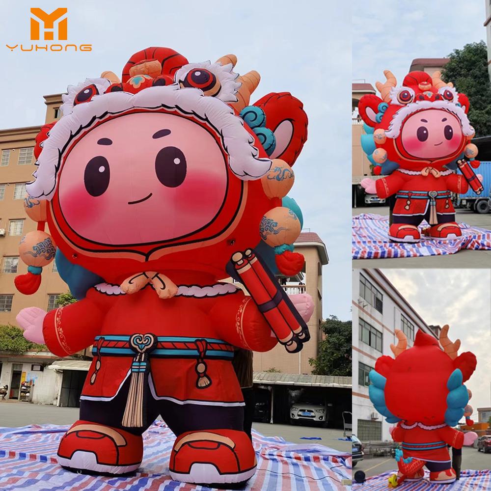 充气卡通模型动物公仔充气蛇年大型气模吉祥物广告人偶行走气模