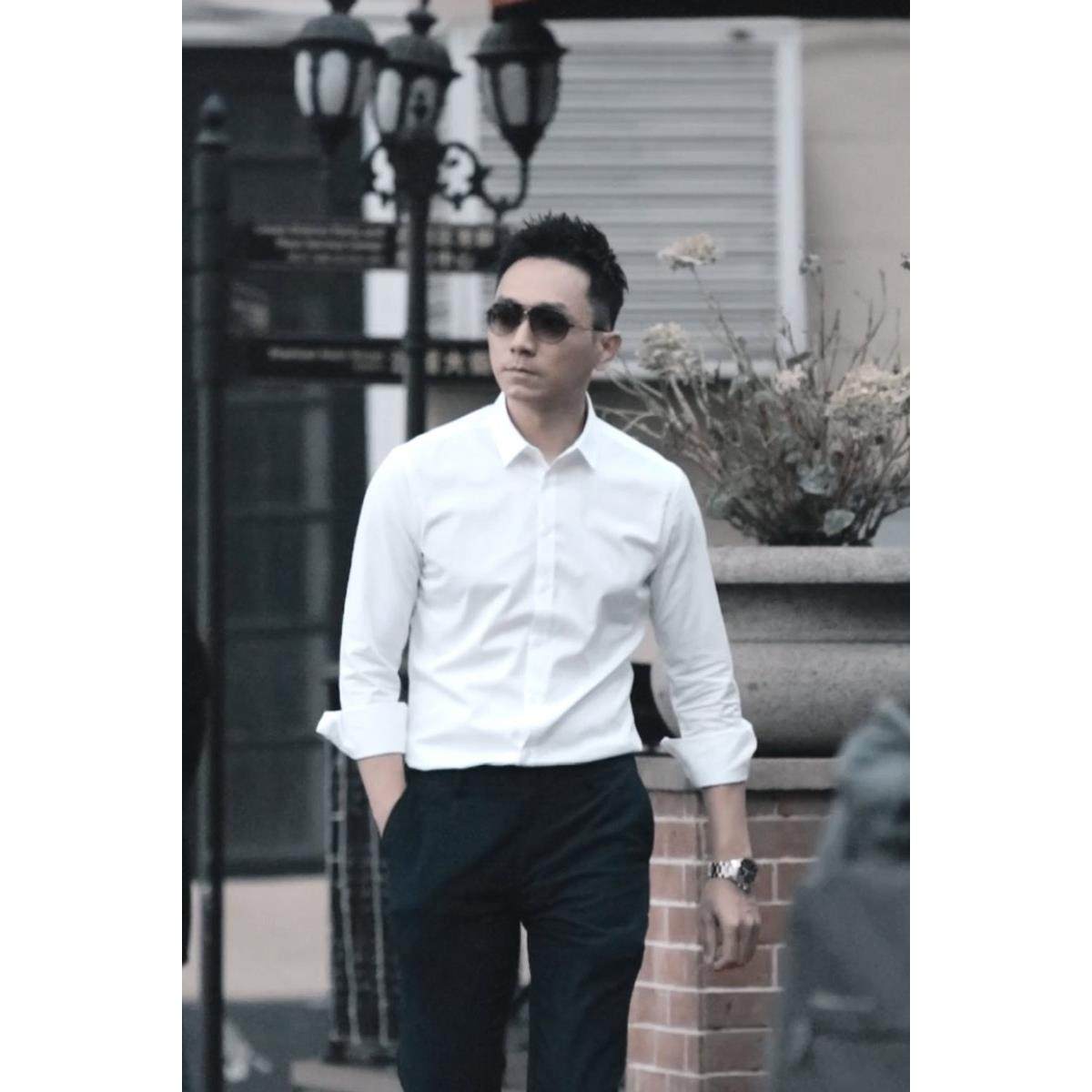 Seno机洗免烫抗皱白衬衫男长袖修身商务上班职业正装白色男士衬衣