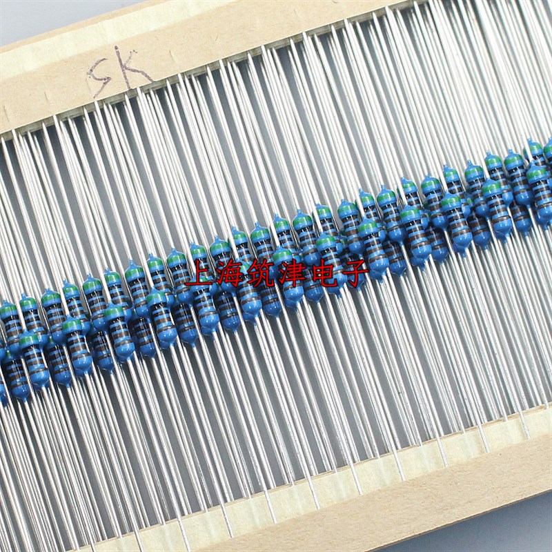 0.25W金属膜电阻 1/4W 5K 50K 500K 千欧 1%铜脚 五色环(100只)