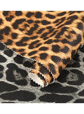 豹纹PU皮革面料0.m821动物m纹人造PU革鞋包材家纺箱手袋皮革面9料