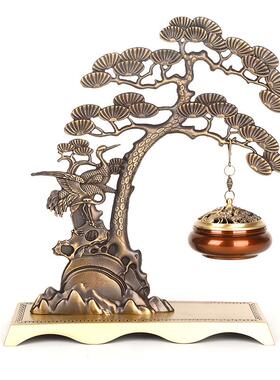 全黄铜轻奢铜松延年嫦娥奔月铜吊炉装饰吊品铜器烤色熏香鹤摆炉件