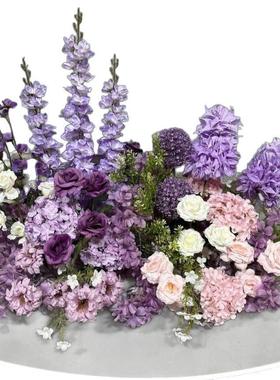 CW770895磁武婚道具紫色系艺地排花仿堂真绢花订庆婚布置花装饰花