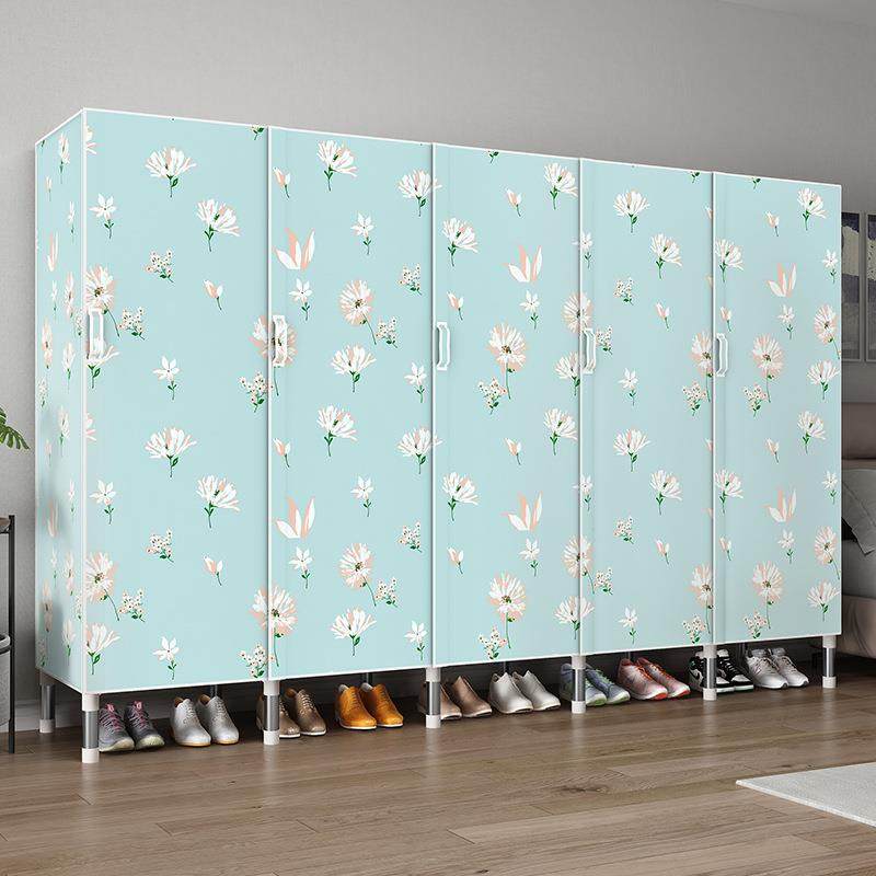 开门式布衣柜钢管加粗加固加厚全钢架布艺出租房卧室家用简易布柜