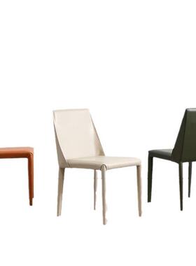 马鞍餐椅家皮用25453餐厅酒式店椅意极背简设计师靠工业风椅子马