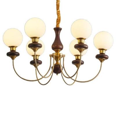 中古客卧厅魔豆28304灯大胡桃木式色实木吊灯美复古气风室灯书房